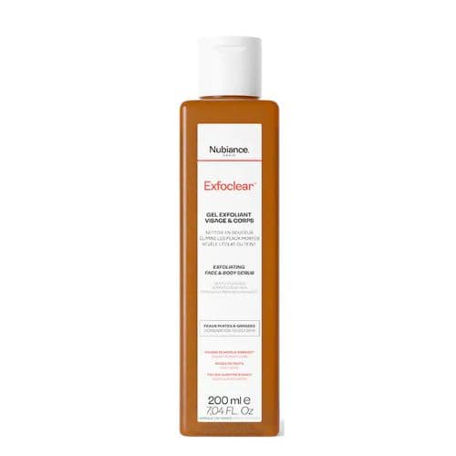 Gel Exfoliant visage et corps aux acides de fruits Exfoclear NUBIANCE 200ml