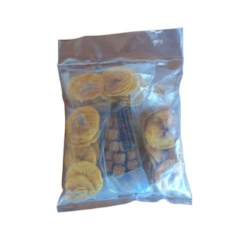 Paquets de 5 friandises double saveurs plantains, croquets de 35g