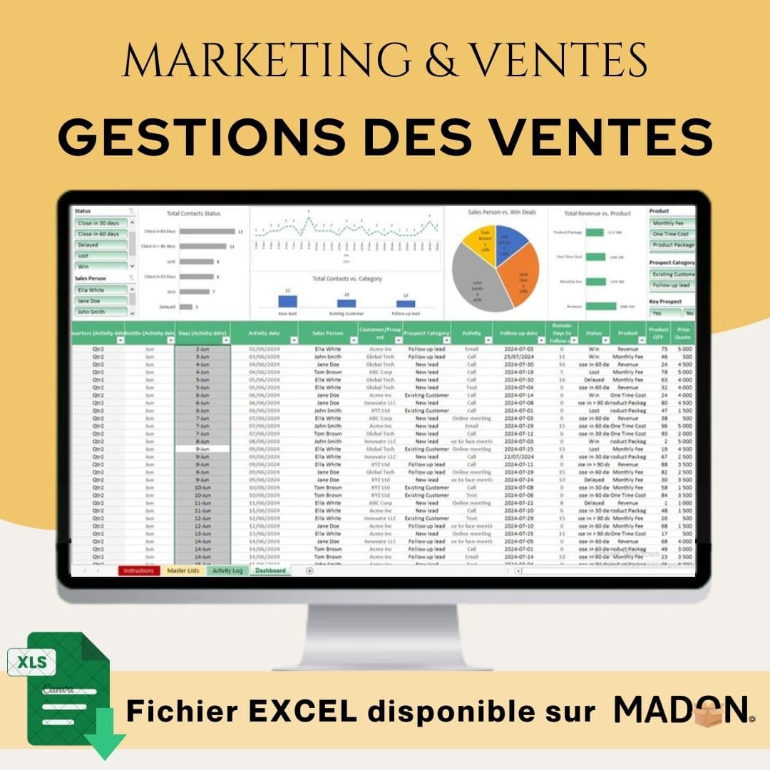Modèle Excel de Marketing & Ventes Axé sur la Gestion des Ventes